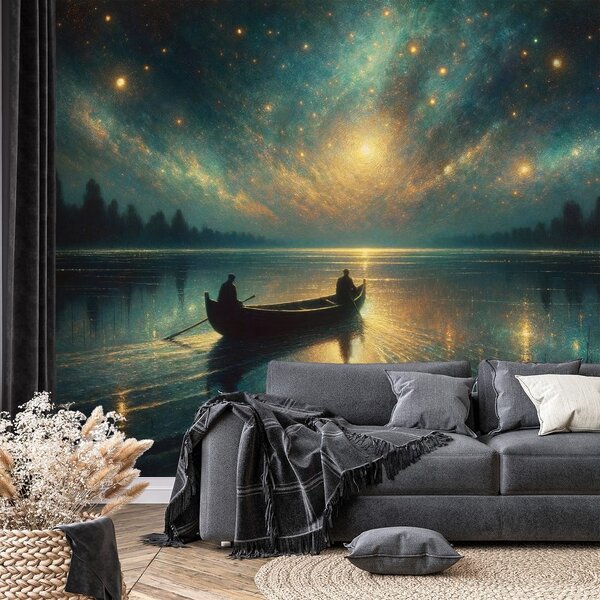 Carta da parati – Lago notturno sotto il cielo stellato