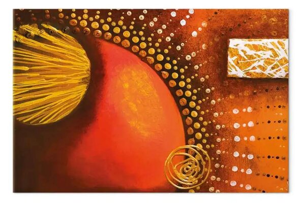 Quadro su tela Potere del sole - astrazione geometrica in tonalità rosso-arancio