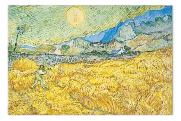 Riproduzione quadro Vincent Van Gogh - Campo di grano dietro l'ospedale Saint-Paul con un mietitore