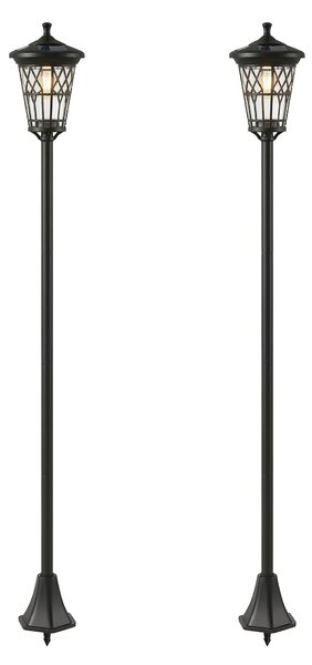 Outsunny Set di 2 Lampioni Solari da Giardino 1.86m, Lampade Stradali Acciaio Inox | Aosom Italy