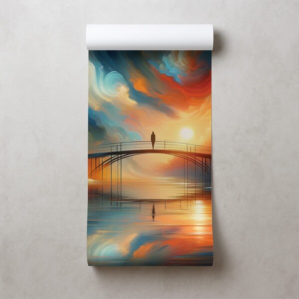 Carta da parati – Tramonto colorato sul ponte