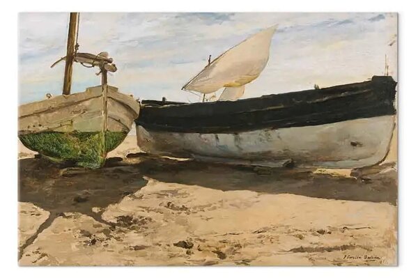 Quadro famoso Joaquín Sorolla y Bastida - Barche da pesca sulla spiaggia