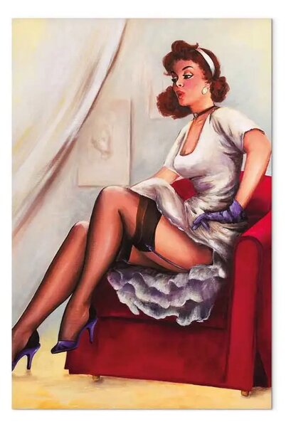 Quadro su tela Pin up girl II - ritratto femminile in stile vintage