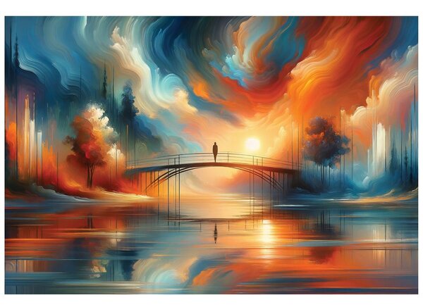 Carta da parati – Tramonto colorato sul ponte