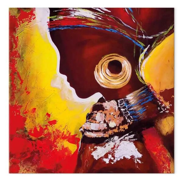 Quadro su tela Principessa africana - ritratto femminile su sfondo nei toni del rosso