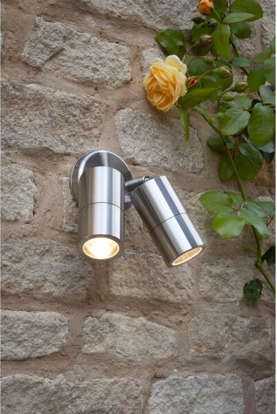 Där Lighting ORT0968 - Faretto da parete LED per esterni ORTEGA 2xGU10/5W/230V IP65 cromo