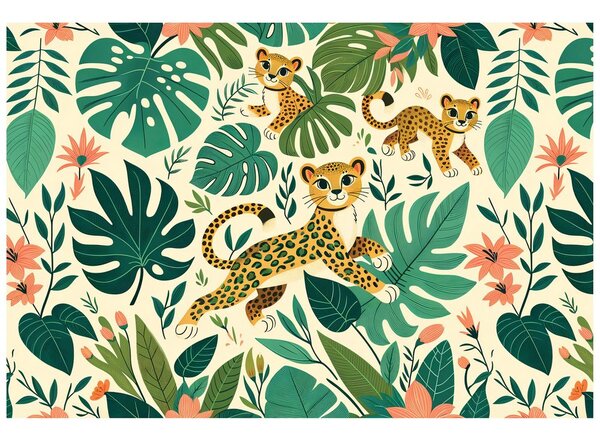 Carta da parati – Cuccioli di leopardo nella giungla