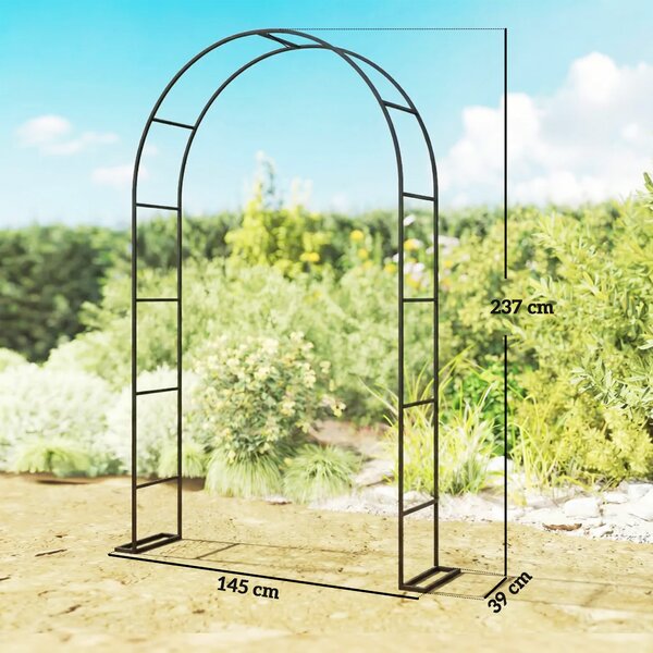 Outsunny Arco da Giardino in Metallo con Base per Piante Rampicanti per Cerimonie, Compleanni ed Eventi, Nero | Aosom Italy