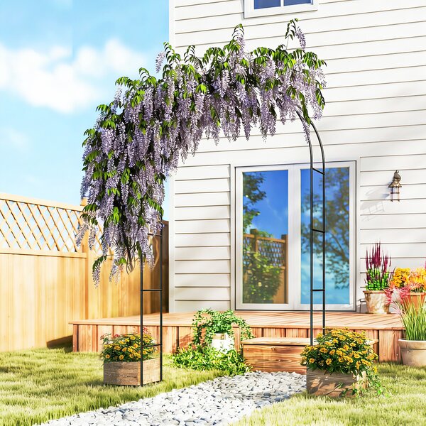 Outsunny Arco da Giardino in Metallo con Base per Piante Rampicanti per Cerimonie, Compleanni ed Eventi, Nero | Aosom Italy