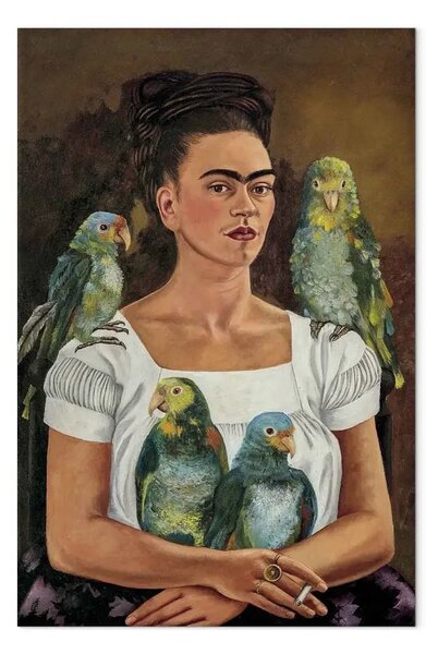 Quadro famoso Frida Kahlo - Io e i miei pappagalli