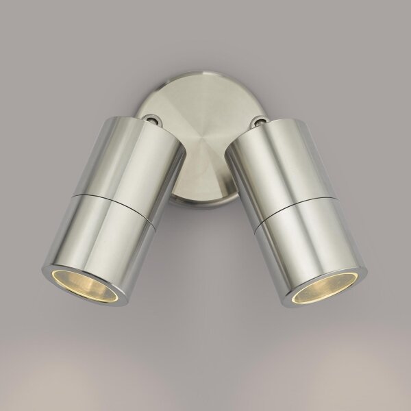 Där Lighting ORT0968 - Faretto da parete LED per esterni ORTEGA 2xGU10/5W/230V IP65 cromo