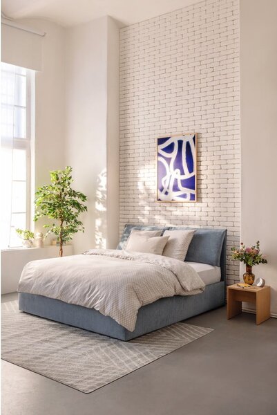Letto matrimoniale imbottito blu con contenitore con rete inclusa 160x200 cm Myra Pillow – Bonami Selection