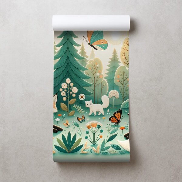 Carta da parati – Animali del bosco in colori pastello