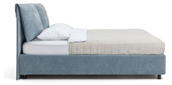 Letto matrimoniale imbottito blu con contenitore con rete inclusa 160x200 cm Myra Pillow – Bonami Selection
