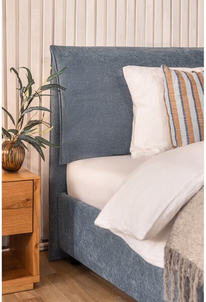Letto matrimoniale imbottito blu con contenitore con rete inclusa 160x200 cm Myra Pillow – Bonami Selection