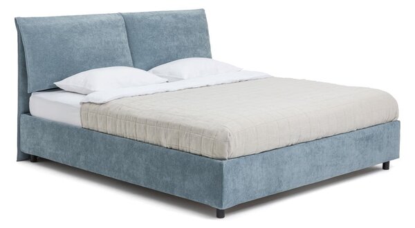 Letto matrimoniale imbottito blu con contenitore con rete inclusa 160x200 cm Myra Pillow – Bonami Selection