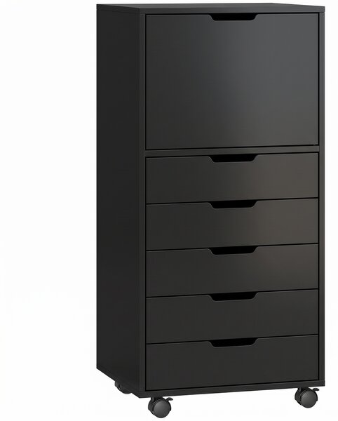 HOMCOM Mobile Archivio Stampante con 5 Cassetti e Ruote, Nero | Aosom Italy
