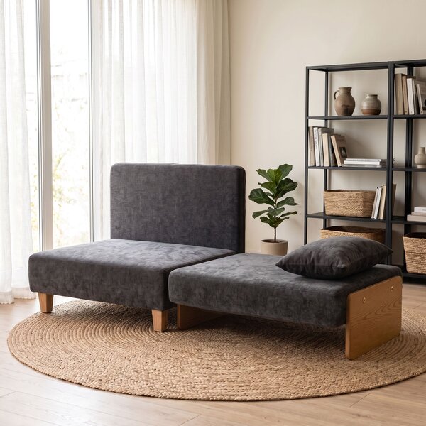 HOMCOM Poltrona letto singolo 2 in 1 pieghevole con cuscini, grigio scuro | Aosom Italy