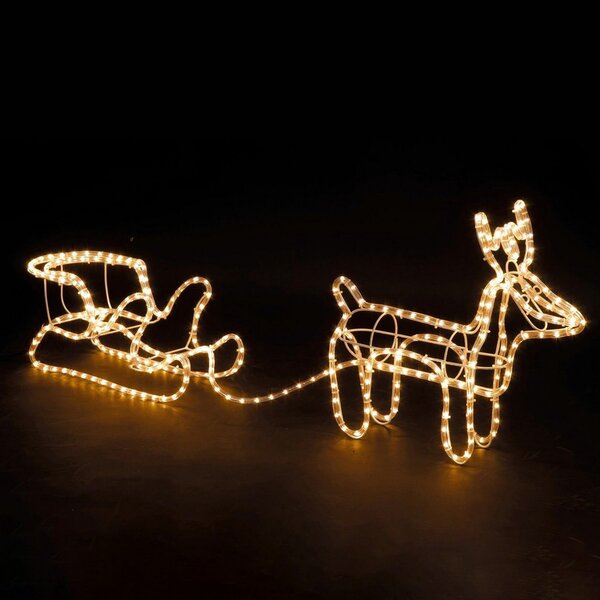Renna natalizia con slitta luminosa Led da giardino 120x22x48cm Wisdom