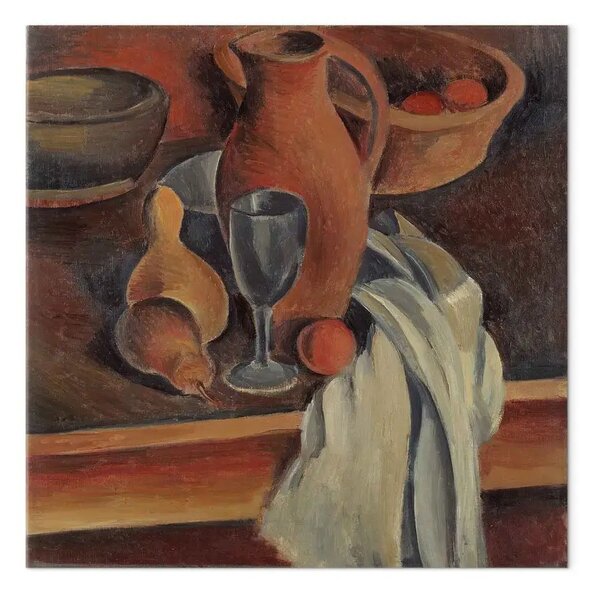 Quadro famoso André Derain - Natura morta con brocca di terracotta, tovagliolo bianco e frutta