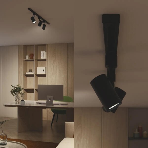 Philips - Faretto LED dimmerabile per binario, sistema EASYLINK, 3x GU10/6,2W/230V, 1 m, nero