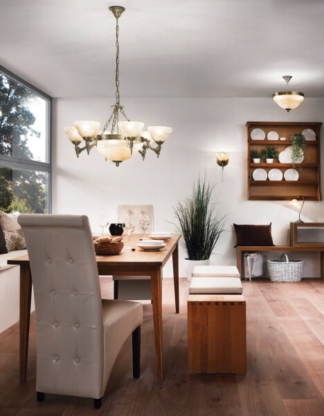 EGLO 85858 - Lampadario a sospensione con catena MARBELLA 9xE14/60W vetro in alabastro