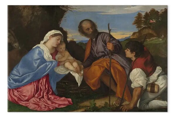 Quadro famoso Titian - La Sacra Famiglia con il Pastore