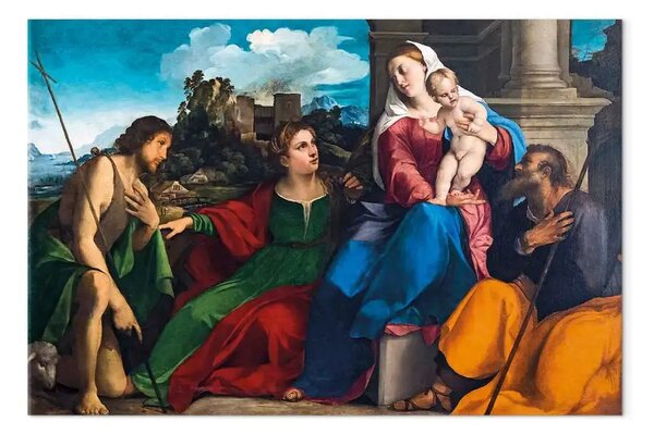 Riproduzione Titian - Sacra Famiglia con i santi Caterina d'Alessandria e Giovanni Battista