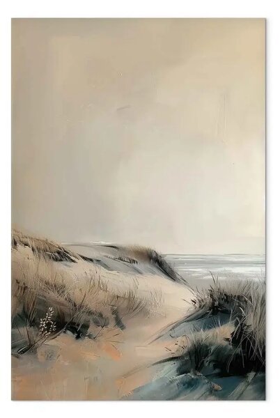 Quadro Riva deserta - una tranquilla duna costiera con erba secca e il mare