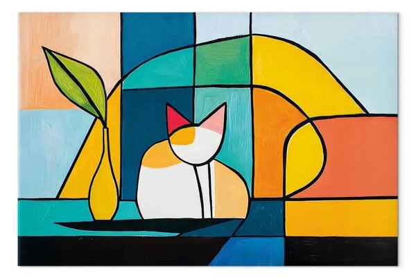 Quadro moderno Ispirazioni Picasso - Natura morta con gatto rosso