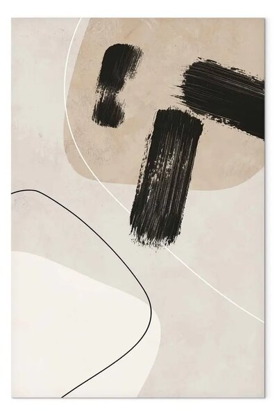 Quadro Tratti neri - composizione astratta con sfondo beige e linee