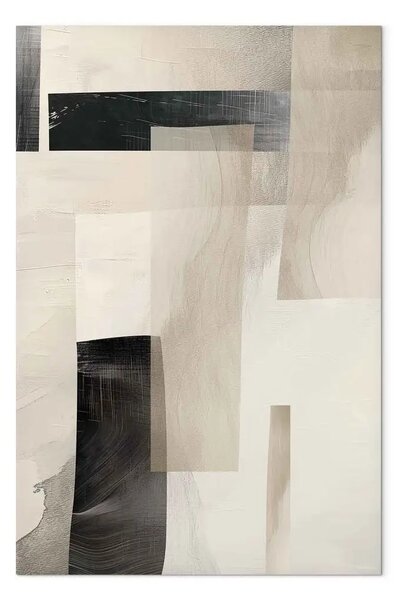 Quadro contemporaneo Strati geometrici - astrazione tenue con nero e beige