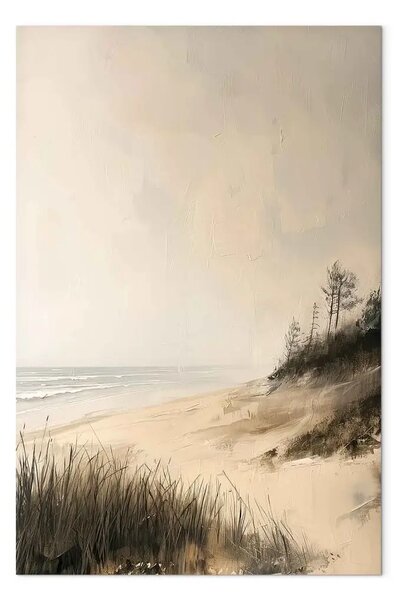 Quadro su tela Laguna della foresta - una spiaggia del Mar Baltico con una scogliera e una striscia di vegetazione selvaggia