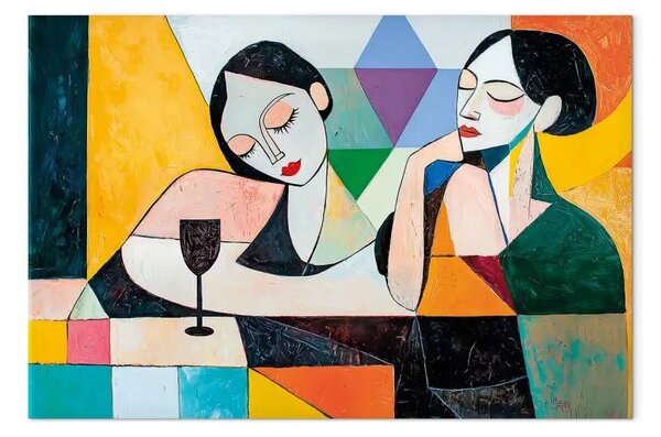 Quadro contemporaneo Ispirazioni Picasso - Due donne con bicchieri di vino