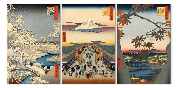 Riproduzione Utagawa Hiroshige - Dipinti della serie Cento vedute famose di Edo (II)