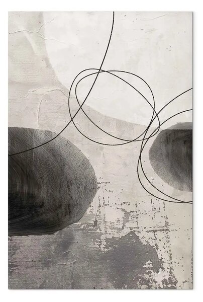 Quadro su tela Linee vorticose - grafica astratta con texture e forme nere