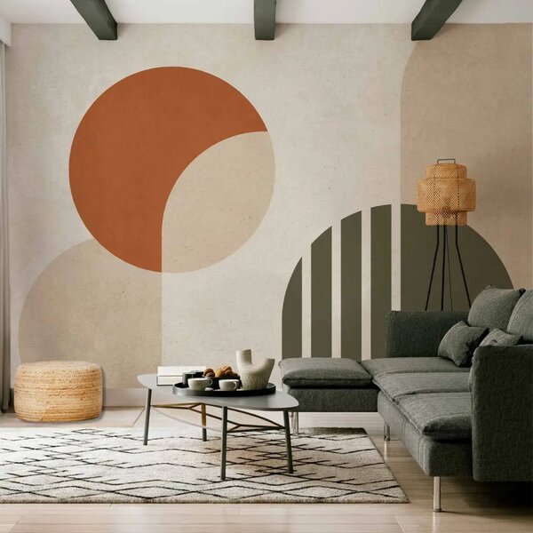 Carta da parati Forme e colori - forme geometriche a contrasto su sfondo chiaro
