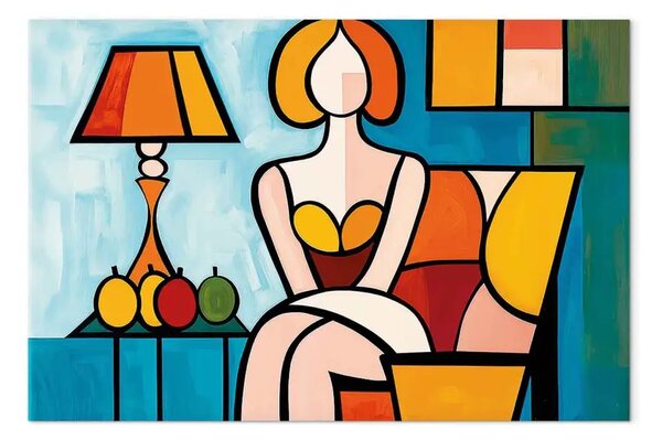 Quadro su tela Ispirazioni Picasso - Ritratto di donna con frutti tropicali