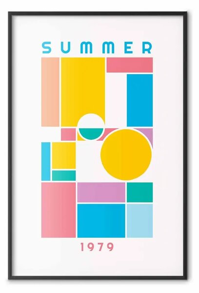Poster: Gioco di Colori - composizione astratta di forme estive con scritta Summer 1979