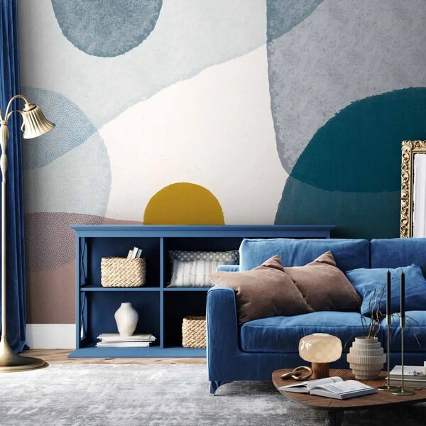 Carta da parati Bolle Pastello - forme rotonde con texture diverse
