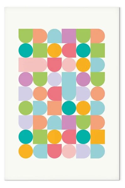 Quadro su tela Codice Colorato - disposizione di figure geometriche in toni pastello