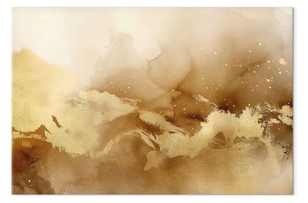 Quadro Golden Space – abstract wave of colors in beige and brown tones