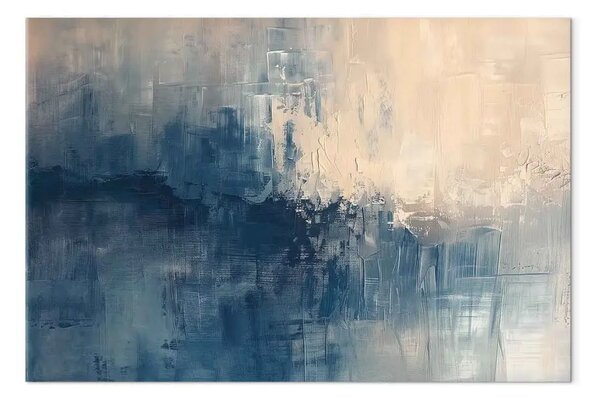Quadro contemporaneo Cool Space – abstract play of blues with beige-toned light
