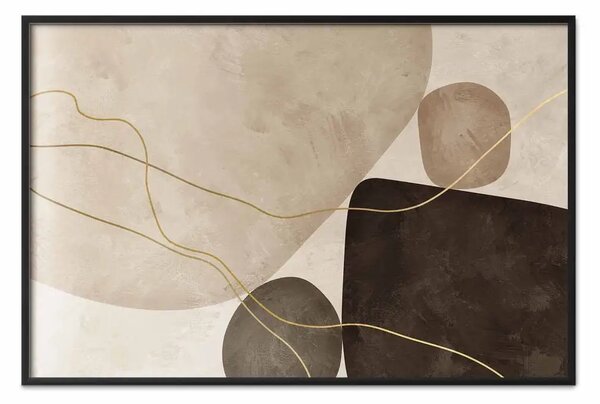 Poster: Organic Rhythm – Composition of Soft Forms and Golden Accents