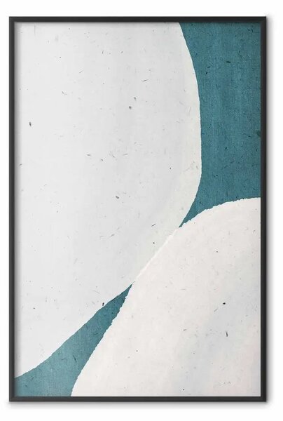 Poster: Contatto di Macchie - forme organiche chiare su sfondo verde-azzurro