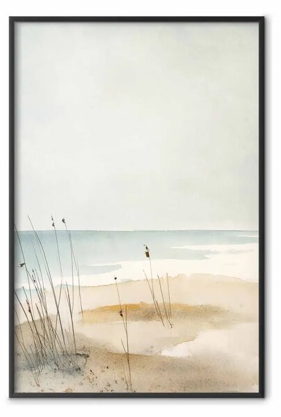 Poster: Shore of Peace – minimalist coastal landscape in pastel colors