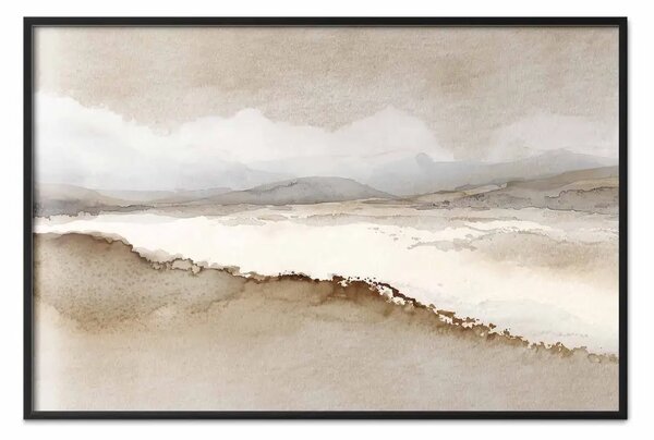 Poster: Sepia Horizon – delicate mountain landscape painted in watercolor