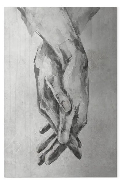 Quadro Mani intrecciate - un disegno in bianco e nero di una coppia che si tiene per mano