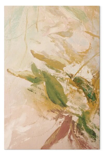 Quadro contemporaneo Astrazione vegetale: pennellate pittoriche in colori pastello