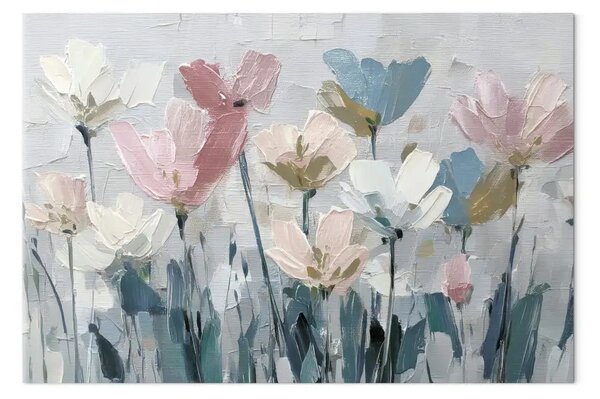Quadro moderno Fiori pastello - un prato dipinto con uno spesso strato di pittura